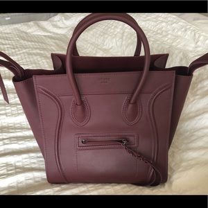Celine burgundy leather bag
